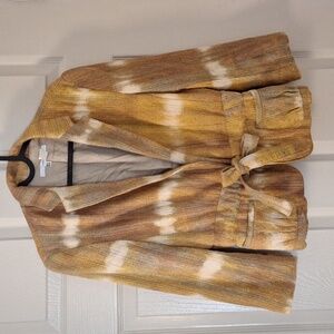 Zara Yellow Brown Tie-Waist Blazer Jacket